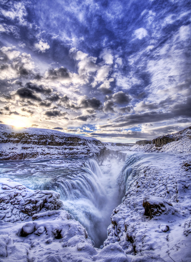 beautiful waterfall photo Gulfoss Iceland